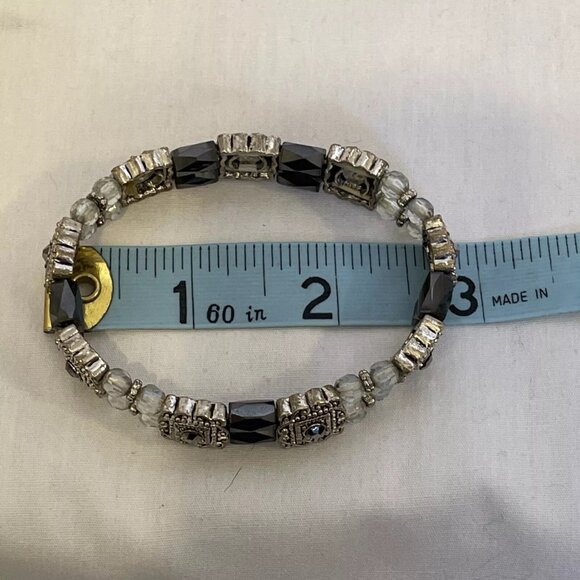 Mixed Metal & Crystal Stretch Magnetic Bracelet - Unbranded Costume Jewlery - Picture 9 of 9